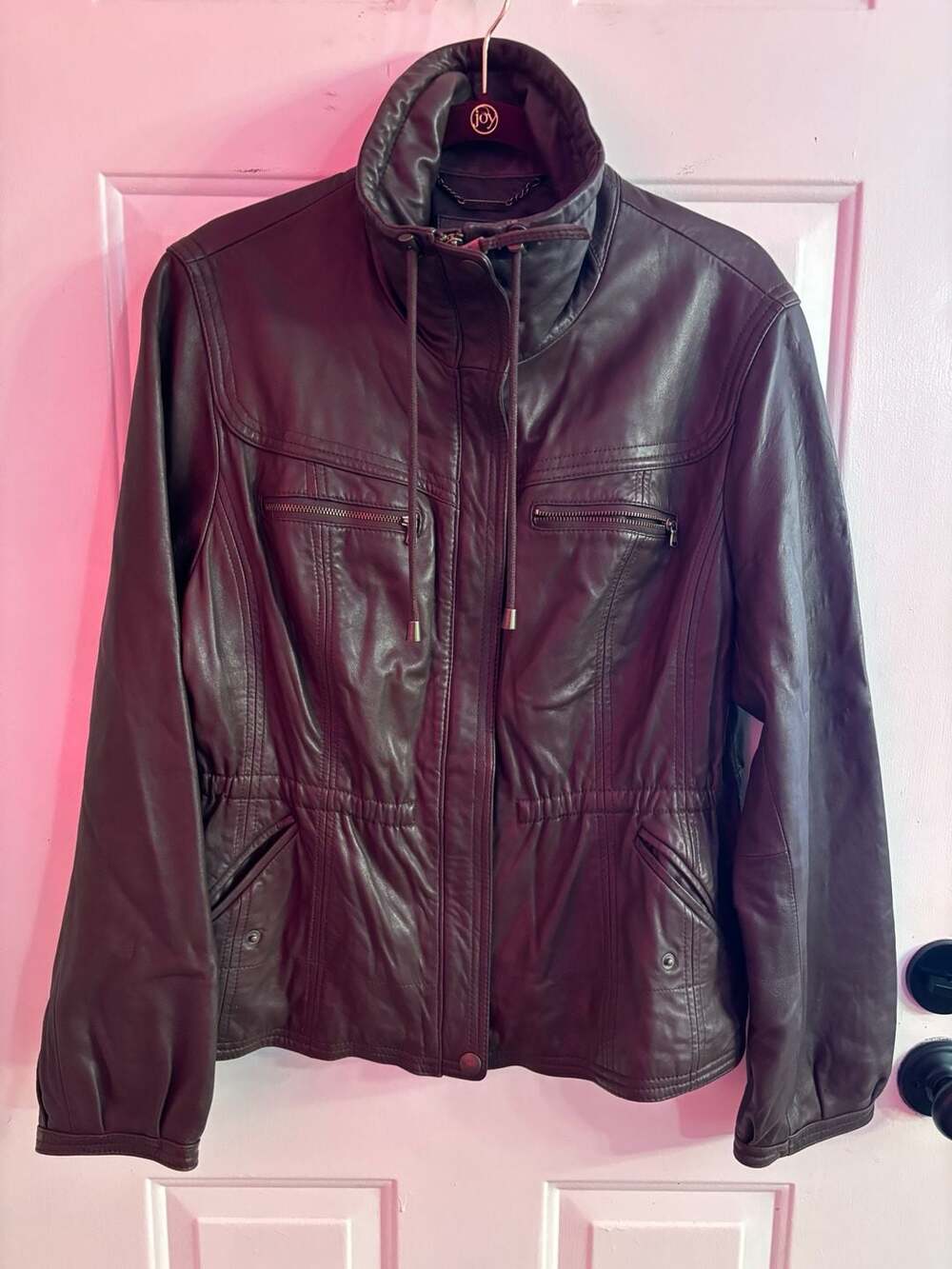 a.n.a. A New Approach Genuine Lambskin Leather Dark Brown Jacket Coat XL